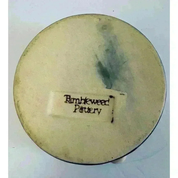 Tumbleweed Pottery-Light/Dark Blue & Tan Egg-5.5” Pottery Bowl trinket dish - Picture 8 of 13